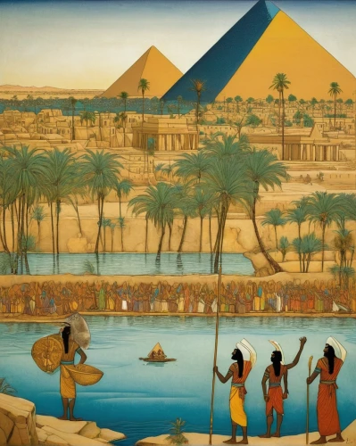 ancient egypt,ancient egyptian,nile,khufu,pharaonic,giza,nile river,egyptology,egypt,egyptian,pharaohs,the cairo,egyptians,aswan,the great pyramid of giza,egyptian temple,pyramids,river nile,orientalism,tutankhamen,Illustration,Realistic Fantasy,Realistic Fantasy 05