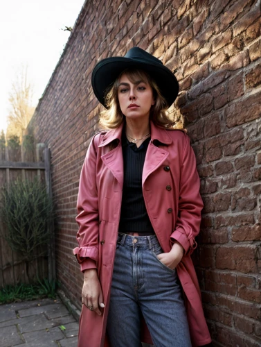 leather hat,bolero jacket,pink leather,woman in menswear,menswear for women,pink hat,retro women,hat vintage,retro woman,jacket,pink lady,hat retro,vintage clothing,outerwear,vintage women,old coat,park ranger,beret,red coat,vintage fashion