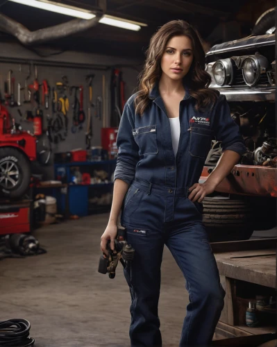 auto mechanic,car mechanic,mechanic,coveralls,girl in overalls,auto repair shop,auto repair,tire service,overalls,automobile repair shop,car repair,blue-collar,automotive care,blue-collar worker,denim jumpsuit,wrenches,electric torque wrench,torque screwdriver,brakes maintenance,tire care,Photography,General,Natural