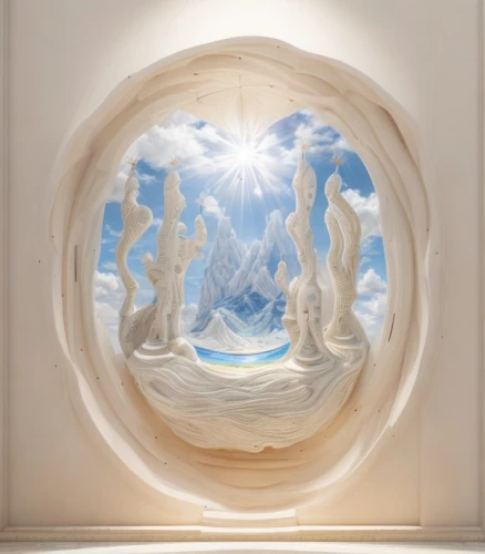 ice hotel,panoramical,the pillar of light,ice planet,ice cave,art nouveau frame,portal,ice castle,hall of the fallen,round window,igloo,art nouveau frames,glacier cave,ceiling light,inner light,cloud shape frame,glass window,floor fountain,window to the world,glass sphere,Common,Common,Natural