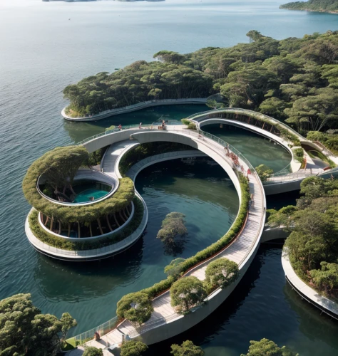artificial island,infinity swimming pool,artificial islands,floating islands,eco hotel,futuristic architecture,island suspended,floating island,floating huts,house of the sea,futuristic art museum,eco-construction,uninhabited island,archidaily,islet,flying island,swim ring,jewelry（architecture）,solar cell base,aqua studio
