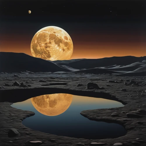 lunar landscape,moonscape,moon valley,galilean moons,valley of the moon,phase of the moon,tranquility base,lunar phase,earth rise,moon seeing ice,moon phase,lunar surface,iapetus,lunar,moons,reflection in water,reflection of the surface of the water,herfstanemoon,moonrise,moon surface,Art,Classical Oil Painting,Classical Oil Painting 38