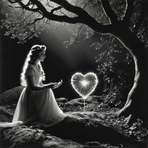 mary pickford,tree heart,love letter,romantic scene,mary pickford - female,lover's grief,the heart of,a fairy tale,handing love,fairy tale,romantic portrait,love letters,girl with tree,heart with crown,heart flourish,fairytale,photo manipulation,the luv path,heart's desire,enchanted,Photography,Black and white photography,Black and White Photography 11