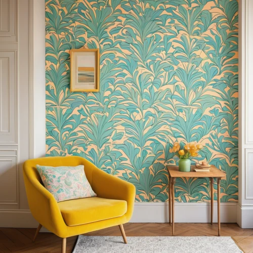 yellow wallpaper,botanical print,tropical leaf pattern,intensely green hornbeam wallpaper,lemon wallpaper,background pattern,damask paper,blossom gold foil,art nouveau design,damask background,patterned wood decoration,pineapple pattern,flamingo pattern,floral pattern paper,floral background,gold foil corner,floral pattern,lemon pattern,floral border paper,danish room,Illustration,Retro,Retro 11