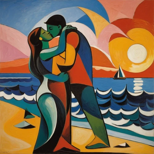 young couple,amorous,honeymoon,olle gill,picasso,loving couple sunrise,man and wife,man at the sea,as a couple,dancing couple,man and woman,argentinian tango,black couple,two people,lovers,tango,romantic scene,couple in love,braque francais,girl with a dolphin,Art,Artistic Painting,Artistic Painting 05