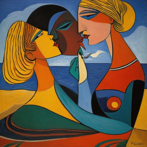 young couple,amorous,braque francais,two people,olle gill,african art,girl kiss,lovers,courtship,mother kiss,two girls,art deco woman,picasso,man and woman,young women,as a couple,breton,women at cafe,art deco,kissel,Art,Artistic Painting,Artistic Painting 05