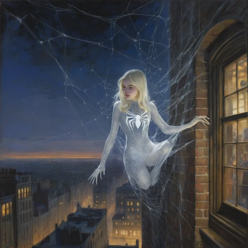 the snow queen,rapunzel,spider silk,mood cobwebs,mystical portrait of a girl,spider's web,spiderweb,the girl in nightie,fantasy picture,cobweb,ghost catcher,ghost girl,fantasy art,spider web,queen of the night,high-wire artist,cobwebs,the enchantress,widow spider,marionette,Art,Classical Oil Painting,Classical Oil Painting 13