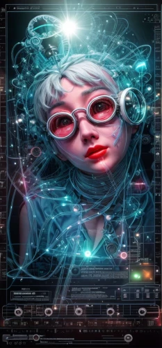 cyber glasses,computer art,girl at the computer,cyberpunk,cyberspace,transistor,trip computer,computer,matrix,librarian,computer freak,cyber,oscillator,compute,sci fiction illustration,aquarius,digiart,medusa,dive computer,electron,Common,Common,Film