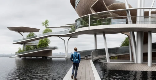futuristic architecture,futuristic art museum,cube stilt houses,autostadt wolfsburg,sky space concept,3d rendering,modern architecture,moveable bridge,house by the water,aqua studio,archidaily,kirrarchitecture,water stairs,school design,artificial island,render,floating island,arhitecture,observation deck,eco hotel,Architecture,General,Futurism,Futuristic 12