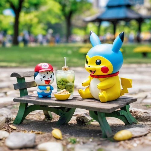 pokemon go,pokemongo,pokemon,pokémon,toy photos,picnic,plush figures,children's toys,family picnic,wind-up toy,duck meet,rubber ducks,children toys,pikachu,pixaba,play figures,gnomes at table,tokyo disneyland,kids' meal,smurf figure,Unique,3D,Panoramic