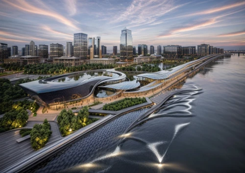 futuristic art museum,futuristic architecture,marina bay,barangaroo,heart of love river in kaohsiung,tianjin,singapore,marina bay sands,chongqing,calatrava,santiago calatrava,zhengzhou,singapura,harbourfront,sydney opera,mercedes-benz museum,autostadt wolfsburg,tiger and turtle,waterside,hongdan center,Architecture,Commercial Building,Modern,Waterfront Modern 2