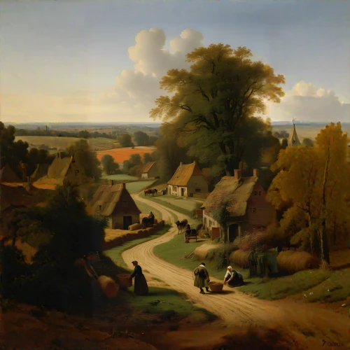 village scene,dutch landscape,rural landscape,farm landscape,autumn landscape,home landscape,landscape,brook landscape,bougereau,cottages,villages,kerken,hunting scene,village life,escher village,constable,münsterland,street scene,towards the garden,karrenwiel