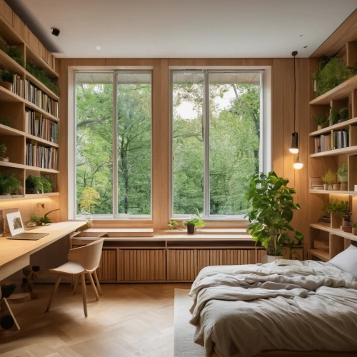 wooden windows,modern room,bookshelves,danish room,bookcase,green living,wood window,smart home,bedroom window,one-room,wooden sauna,bedroom,shared apartment,small cabin,great room,scandinavian style,sleeping room,one room,wooden shelf,interiors,Photography,General,Natural