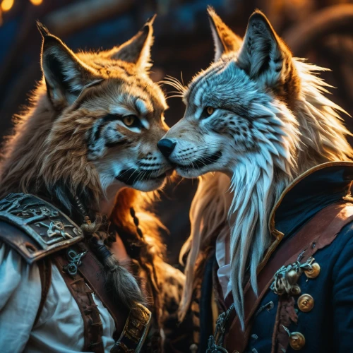 wolf couple,two wolves,foxes,ceremony,furta,romantic portrait,costume festival,first kiss,confrontation,talking,forbidden love,smooch,wolves,conversation,courtship,sniffing,fox hunting,beautiful couple,furry,kiss