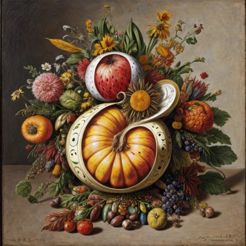 cornucopia,still-life,autumn still life,decorative squashes,still life with onions,still life of spring,still life,basket of fruit,summer still-life,decorative plate,fruit bowl,gourds,floral ornament,potpourri,bowl of fruit,autumn fruit,autumn wreath,fruits and vegetables,ornamental gourds,floral composition,Calligraphy,Painting,Fruitarianism
