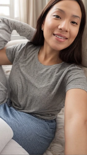 woman on bed,girl in bed,girl in t-shirt,asian woman,woman laying down,woman holding a smartphone,girl with cereal bowl,selfie stick,video chat,white shirt,cotton top,video call,in a shirt,massage table,hyperhidrosis,woman sitting,digital photo frame,sofa,holding ipad,sofa bed,Common,Common,None