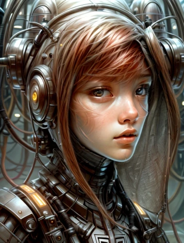 sci fiction illustration,cyborg,cybernetics,scifi,sci fi,steampunk,biomechanical,echo,humanoid,sci-fi,sci - fi,aquanaut,cyberpunk,mechanical,fantasy portrait,shepard,valerian,gemini,girl with speech bubble,spacesuit