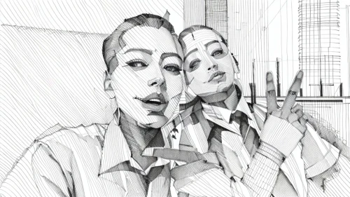 two people,business women,businesswomen,office line art,bussiness woman,picture design,color halftone effect,couple,young couple,digiart,photo effect,in photoshop,photo painting,business people,receptionists,two girls,comic style,graphite,pencil frame,animated cartoon,Design Sketch,Design Sketch,None