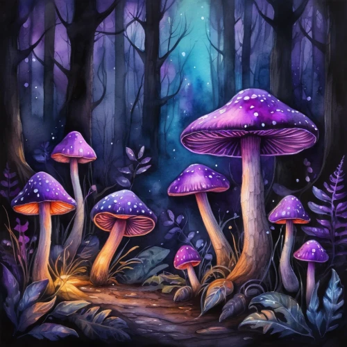 mushroom landscape,forest mushrooms,fairy forest,cartoon forest,mushrooms,mushroom island,toadstools,forest floor,fairy village,fairytale forest,enchanted forest,elven forest,forest mushroom,fairy world,fungi,cartoon video game background,fungal science,forest background,blue mushroom,colored pencil background,Illustration,Paper based,Paper Based 24