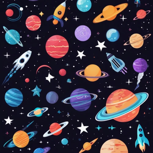 space,seamless pattern,space art,outer space,planets,retro pattern,retro background,spacefill,space ships,space voyage,space travel,deep space,vector pattern,vintage wallpaper,out space,bandana background,crayon background,solar system,colorful stars,lost in space,Conceptual Art,Sci-Fi,Sci-Fi 30