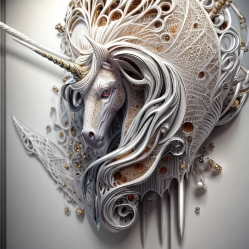 unicorn art,paper art,unicorn head,equine,fantasy art,constellation unicorn,white horse,painted horse,a white horse,unicorn,silversmith,decorative art,albino horse,tribal bull,capricorn,bottlenose,carnival horse,golden unicorn,goatflower,fractals art