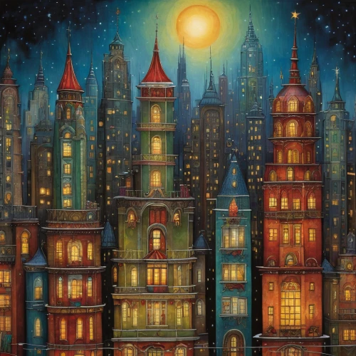 cityscape,fantasy city,city cities,metropolis,city at night,city skyline,night scene,city buildings,city scape,skyscraper town,skyscrapers,colorful city,aurora village,bombay,cities,city lights,evening city,ann margarett-hollywood,basil's cathedral,dresden,Illustration,Abstract Fantasy,Abstract Fantasy 09