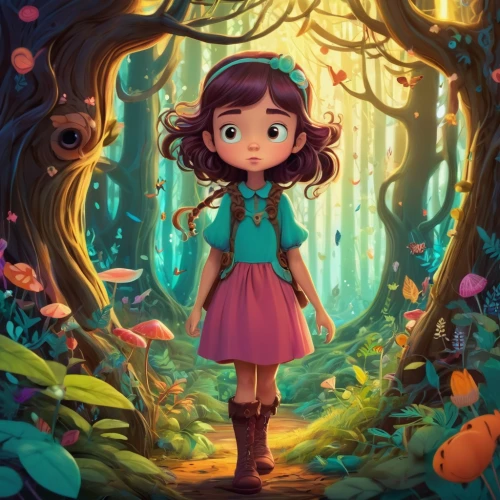 girl with tree,fairy forest,kids illustration,mystical portrait of a girl,game illustration,pinocchio,children's background,fairy village,fairy world,cartoon forest,in the forest,fairy tale character,forest of dreams,wonderland,world digital painting,fae,forest floor,the girl next to the tree,ballerina in the woods,little girl fairy,Illustration,Realistic Fantasy,Realistic Fantasy 37