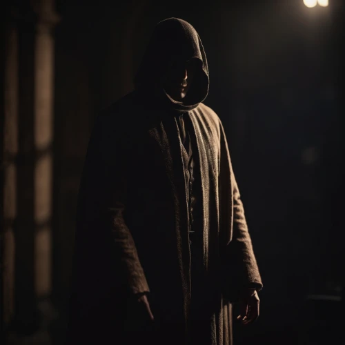 hooded man,the abbot of olib,cloak,the nun,assassin,grim reaper,friar,hooded,in the shadows,grimm reaper,middle eastern monk,dark portrait,doctor doom,jedi,the ghost,man silhouette,obi-wan kenobi,monk,athos,vader,Photography,General,Cinematic