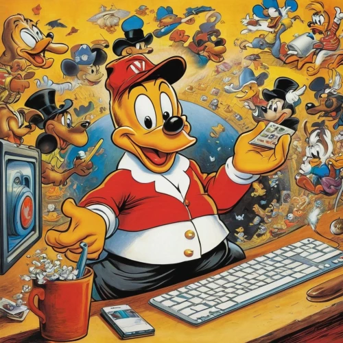 donald duck,donald,micky mouse,mickey mouse,mickey mause,mickey,geppetto,canard,walt disney,the disneyland resort,checker marathon,walt,mouse,computer mouse,euro disney,jigsaw puzzle,disney,goofy,computer graphics,sylvester,Illustration,Retro,Retro 18