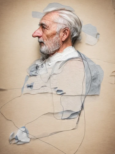 elderly man,paper art,ron mueck,male poses for drawing,colored pencil background,chalk drawing,portrait background,elderly person,crumpled paper,sculptor ed elliott,wrinkled paper,psychoanalysis,man with a computer,older person,digital compositing,old age,drawing with light,casement,pensioner,advertising figure,Common,Common,Photography