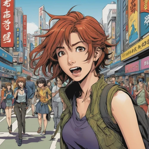 shibuya crossing,asuka langley soryu,shibuya,shinjuku,tokyo city,girl with speech bubble,ginza,hong,tokyo ¡¡,shopping street,china town,street fair,clary,anime japanese clothing,sanya,asakusa,osaka,hinata,gangneoung,karaage,Illustration,American Style,American Style 01