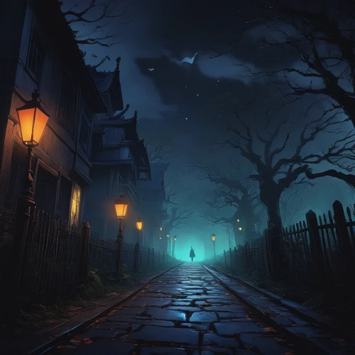 halloween background,old linden alley,halloween scene,alleyway,halloween wallpaper,halloween and horror,halloween illustration,alley,medieval street,night scene,light of night,lamplighter,the cobbled streets,hollow way,blind alley,dark gothic mood,witch house,haunted cathedral,dark park,witch's house,Photography,Documentary Photography,Documentary Photography 36