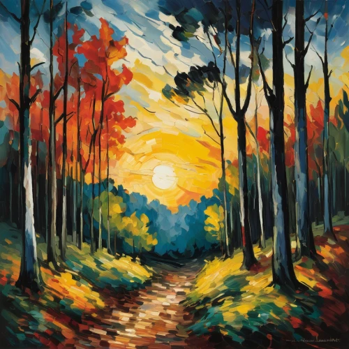 autumn landscape,fall landscape,forest landscape,autumn forest,autumn background,autumn trees,forest road,oil painting on canvas,light of autumn,autumn scenery,deciduous forest,forest background,autumn sun,forest path,art painting,autumn idyll,autumn walk,pathway,autumn theme,oil on canvas,Art,Artistic Painting,Artistic Painting 37