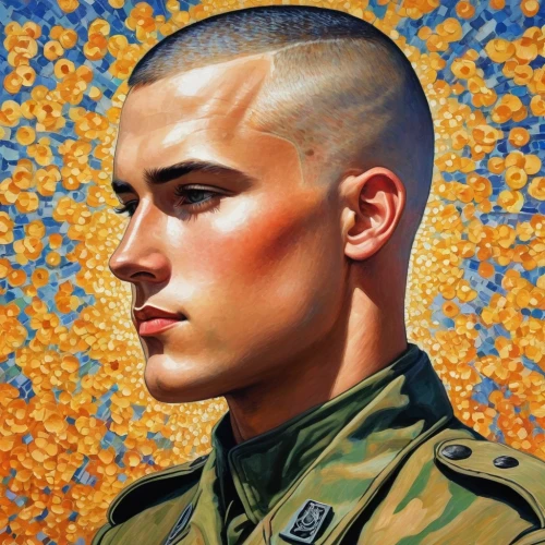 oil on canvas,oil painting on canvas,military person,soldier,oil painting,marine,ranger,pompadour,marine corps,cadet,buzz cut,colonel,camo,mohawk,general hazard,usmc,airman,digital painting,military camouflage,popart,Conceptual Art,Daily,Daily 31