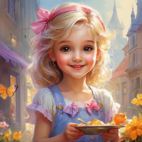 girl with cereal bowl,little girl in pink dress,little girl fairy,fairy tale character,alice,rapunzel,a girl's smile,cute cartoon character,cute cartoon image,children's background,girl in flowers,blond girl,child portrait,little girl,beautiful girl with flowers,the little girl,young girl,romantic portrait,girl with bread-and-butter,children's fairy tale,Conceptual Art,Oil color,Oil Color 03