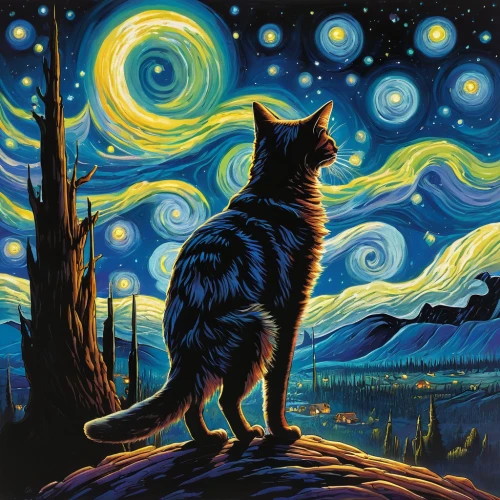 constellation wolf,starry night,howling wolf,astronomer,the night sky,astronomy,starry sky,night sky,bohemian shepherd,nightsky,night watch,howl,night stars,king shepherd,astral traveler,shamanic,space art,stargazing,capricorn kitz,the universe,Illustration,American Style,American Style 07