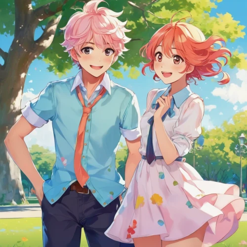 boy and girl,girl and boy outdoor,sakura florals,cherry petals,young couple,little boy and girl,vintage boy and girl,cherry trees,the cherry blossoms,cherry blossoms,flamingo couple,sakura tree,spring background,sakura branch,prince and princess,holding hands,springtime background,apple pair,sakura background,together and happy,Illustration,Abstract Fantasy,Abstract Fantasy 13