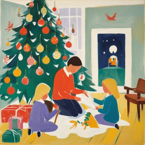 christmas scene,children's christmas,christmas motif,christmas circle,children drawing,modern christmas card,christmas room,opening presents,the occasion of christmas,first advent,decorate christmas tree,vintage christmas,christmas bells,christmas cards,advent decoration,christmas family,second advent,carol singers,christmas landscape,christmas animals,Art,Artistic Painting,Artistic Painting 41