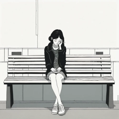 girl sitting,the girl at the station,worried girl,depressed woman,girl in a long,bench,to be alone,lonliness,loneliness,woman sitting,shirakami-sanchi,girl drawing,mari makinami,alone,melancholy,lonely,lonely child,park bench,half-mourning,waiting room,Illustration,Vector,Vector 10