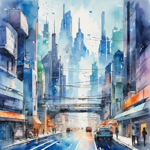 shinjuku,tokyo,tokyo city,cityscape,shanghai,watercolor,watercolor background,taipei,watercolor blue,watercolor painting,tokyo ¡¡,watercolor shops,osaka,city scape,watercolors,colorful city,hong kong,shibuya,watercolor paper,watercolor pencils,Illustration,Paper based,Paper Based 25