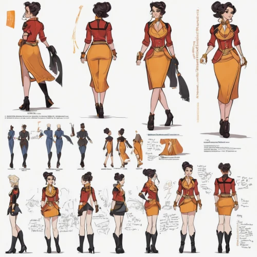 sewing pattern girls,costume design,uniforms,women's clothing,concept art,retro women,retro paper doll,martial arts uniform,costumes,ladies clothes,women clothes,illustrations,anime japanese clothing,studies,fashion vector,nurse uniform,concepts,bunches of rowan,fighting poses,fashion design,Unique,Design,Character Design