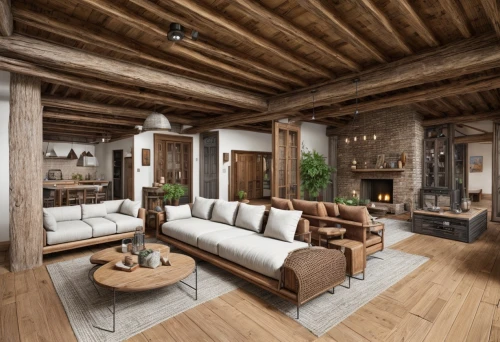 wooden beams,loft,wooden floor,log cabin,log home,wood floor,rustic,living room,livingroom,chalet,wood flooring,wooden planks,wooden house,hardwood floors,scandinavian style,alpine style,patterned wood decoration,home interior,the cabin in the mountains,wooden pallets,Interior Design,Living room,Mediterranean,Spanish Colonial Charm