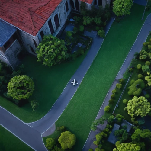 paved square,green lawn,dji spark,sunken church,cemetary,little church,walk in a park,resting place,landscaping,urban park,golf lawn,green space,cut the lawn,lonely house,greenery,drone shot,monastery garden,roof landscape,overhead shot,3d rendering,Illustration,Children,Children 03