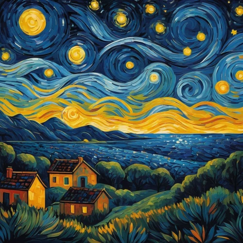 starry night,vincent van gough,night scene,motif,vincent van gogh,starry sky,the night sky,night sky,home landscape,art painting,post impressionism,oil painting on canvas,night stars,glass painting,astronomer,oil on canvas,indigenous painting,astronomy,starscape,nightsky,Art,Artistic Painting,Artistic Painting 05