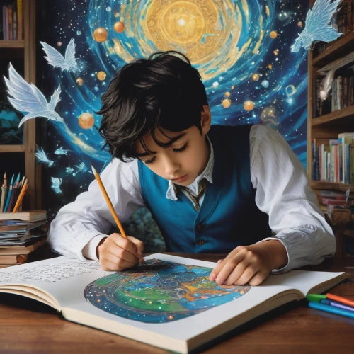 sci fiction illustration,astronomer,child with a book,children studying,children drawing,child writing on board,kids illustration,world digital painting,science education,children learning,illustrator,planisphere,home schooling,terrestrial globe,magic book,copernican world system,scholar,spiral book,writing-book,vector spiral notebook,Photography,Documentary Photography,Documentary Photography 12
