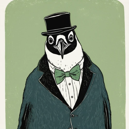 glasses penguin,penguin,tuxedo,tux,tuxedo just,suit of spades,arctic penguin,penguin enemy,young penguin,big penguin,rock penguin,king penguin,anthropomorphized animals,bird illustration,top hat,stovepipe hat,businessman,puffin,magpie lark,gentlemanly,Art,Artistic Painting,Artistic Painting 07