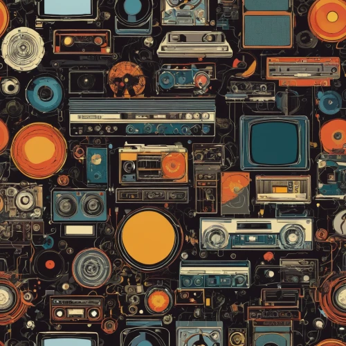 vintage wallpaper,vintage background,microcassette,musicassette,retro background,mobile video game vector background,retro music,cassette,cassettes,abstract retro,vintage theme,music player,audio cassette,cassette tape,high fidelity,retro items,vinyl records,retro pattern,the record machine,radio cassette,Illustration,American Style,American Style 06