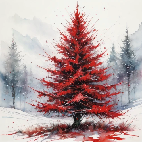 watercolor pine tree,red juniper,watercolor christmas background,red tree,painted tree,seasonal tree,red pine,watercolor tree,christmas pine,canadian fir,christmas landscape,nordic christmas,spruce-fir forest,fir tree,winter tree,spruce tree,nordmann fir,pine-tree,pine tree,fir trees,Illustration,Paper based,Paper Based 13