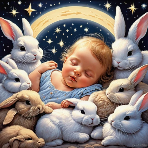 rabbit family,rabbits and hares,baby bunny,baby rabbit,little bunny,easter rabbits,little rabbit,rabbits,bunnies,baby stars,children's background,white bunny,easter bunny,christ child,infant,easter baby,easter card,peter rabbit,easter background,hares,Illustration,American Style,American Style 07