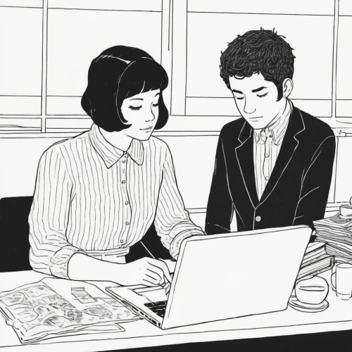 office line art,typesetting,shirakami-sanchi,computer addiction,working space,readers,online date,browsing,computer,e-book readers,openoffice,writing-book,as a couple,online meeting,study room,tutoring,laptop,date,high fidelity,illustrator,Illustration,Vector,Vector 10